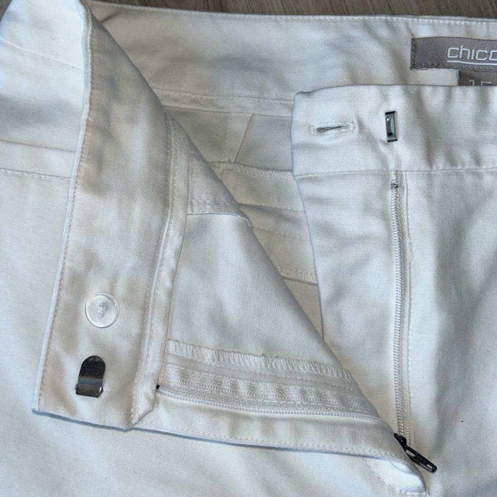 Chico’s Cotton Crop Ankle Pants 1.5/10 White Classic Summer Casual Beach - Picture 4 of 14